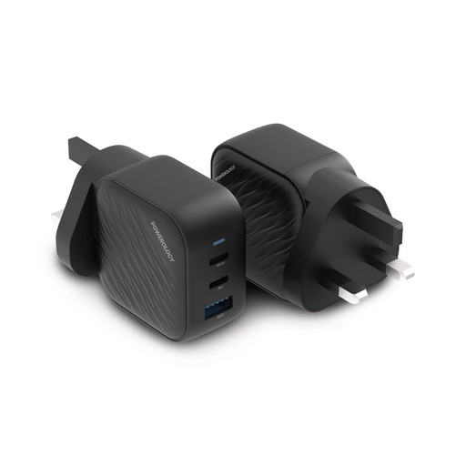 Powerology 65W 1*QC 36W USB-A and 2*USB-C Ports GaN PD Wall Charger UK (PWCUQC018)
